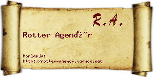 Rotter Agenór névjegykártya